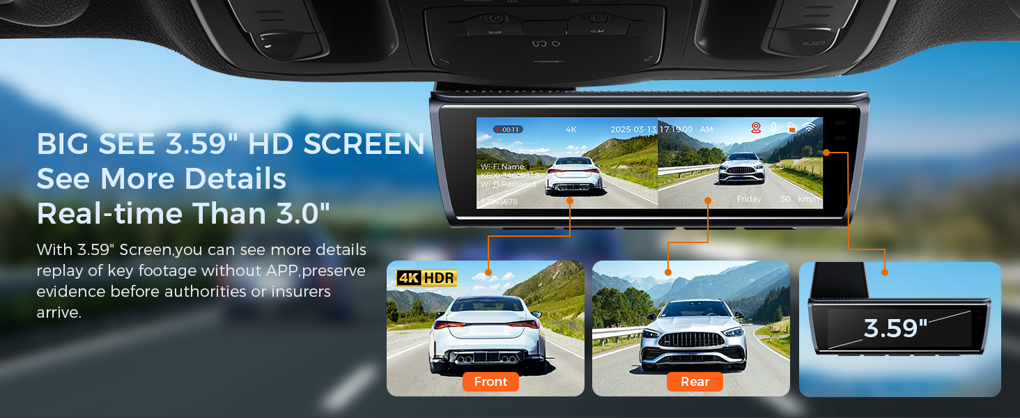 DASH CAME FOR CARS WITH BIG SEE 3.59&amp;#34; HD