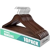 Uinicor Wooden Hangers 10 Pack,Heavy Duty Wood Coat Hangers,with 360° Hook,Smooth Finish Wooden C...