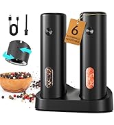 CIRCLE JOY Rechargeable Electric Salt and Pepper Grinder Set with Charging Base, Automatic Pepper...