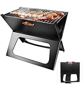 TeqHome Portable Charcoal Grill, Folding BBQ Grill Lightweight Smoker Grill, Small Barbecue Grill...