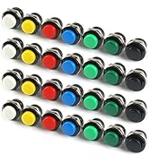 EC Buying 28Pcs 16MM Push Button Momentary Push Buttons 7Colors Red Green Yellow White Black Blue...
