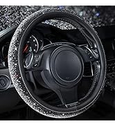 CAR PASS Bling Diamond Leather Steering Wheel Cover, Bling Sparkly Crystal Glitter Rhinestones Un...