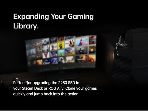 Gaming Expansion Kit Compatible with Steam Deck ROG Ally for Cloning 2230 NVMe SSD Storage Drives.