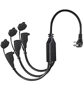 18 Inch 1 to 3 Way Power Splitter Extension Cord - 1.5FT 3-Outlet Power Splitter 90-Degree Flat P...