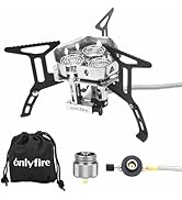 ONLYFIRE Portable Camping Gas Stove 6800W, Small Backpacking Stove with Piezo Ignition, Propane A...