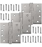 3 Pack Stainless Steel 4'' Silver Door Hinges, 4in x 4in Heavy-Duty Ball Bearing Door Hinges with...