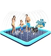 Bilibara 117'' Splash Pad for Dogs, Non-Slip Sprinkler for Kids, Square Splash Pad for Kids Ages ...