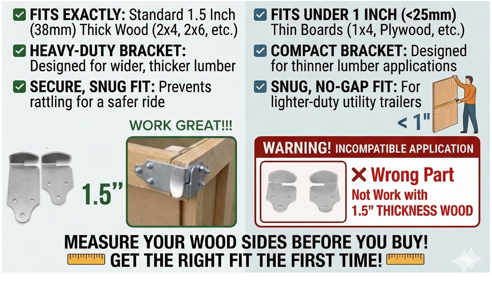 MEASURE YOUR WOOD SIDES BEFORE YOU BUY!