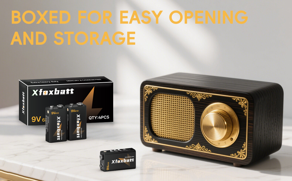 Boxed and Individually shrink-wrapped 9v batteries 