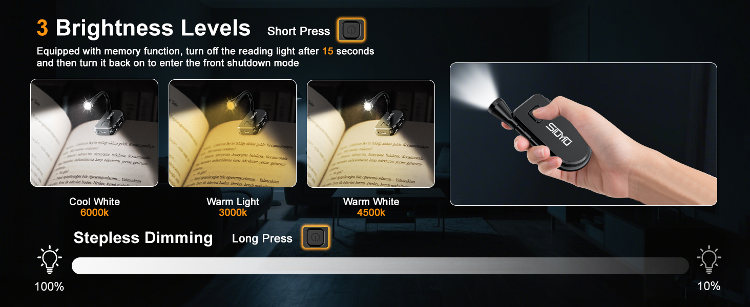 book light clip on reading lamp rechargeable book light reading light for bed clip light