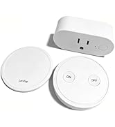 LoraTap Remote Control Outlet: Wireless RF Switch with Sleek Round Remote – Magnetic Base – 15A/1...