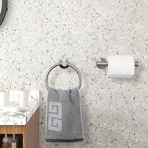 towel ring and toilet paper holder set