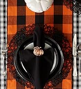 Orange buffalo check table runner