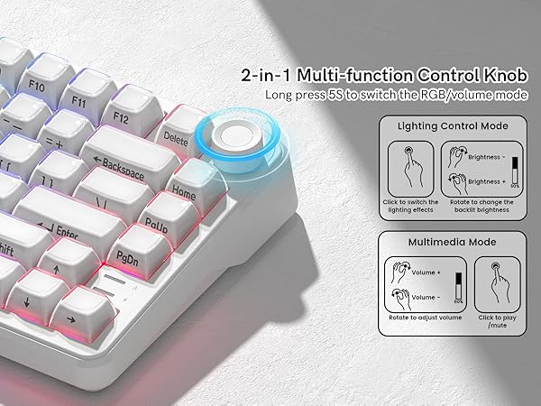 a mechanical keyboard equipped with a 2-in-1 multi-function control knob