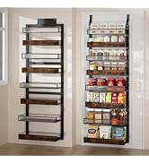 Over The Door Pantry Organizer,8 Tier Wall Mounted Spice Rack with Adjustable Wood Basket and Acy...