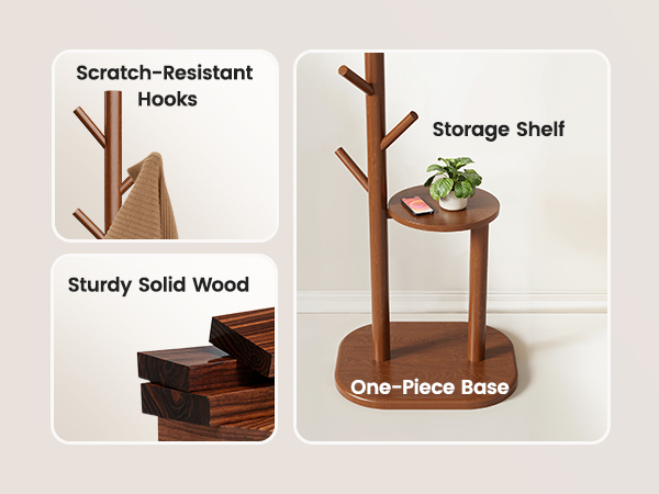 coat rack tree freestanding hat rack hall tree with shelf entryway hallway bedroom PIFCR11BR