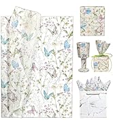 LIAPAWPAW Butterfly Floral Tissue Paper 60 Sheets 20x14 inch, Elegant Wildflower Gift Wrapping Ti...