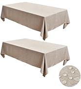 Fitable Faux Linen Tablecloths for Rectangle Tables: Water &amp; Stain Resistant Farmhouse Table Clot...