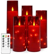 kakoya Flameless LED Candles with Timer 5 Pc Flickering Flameless Candles for Romantic Ambiance a...