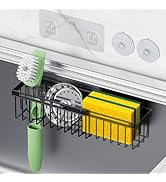 DYFVREN Expandable Kitchen Sink Caddy, Strong Adhesive Mount Detachable Sponge Holder for Kitchen...