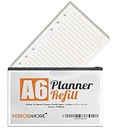 Performore 80 Sheets of 6-Ring A6 Refill Paper for Binders Planners, 6 Hole Lined Paper, 6.75" x ...