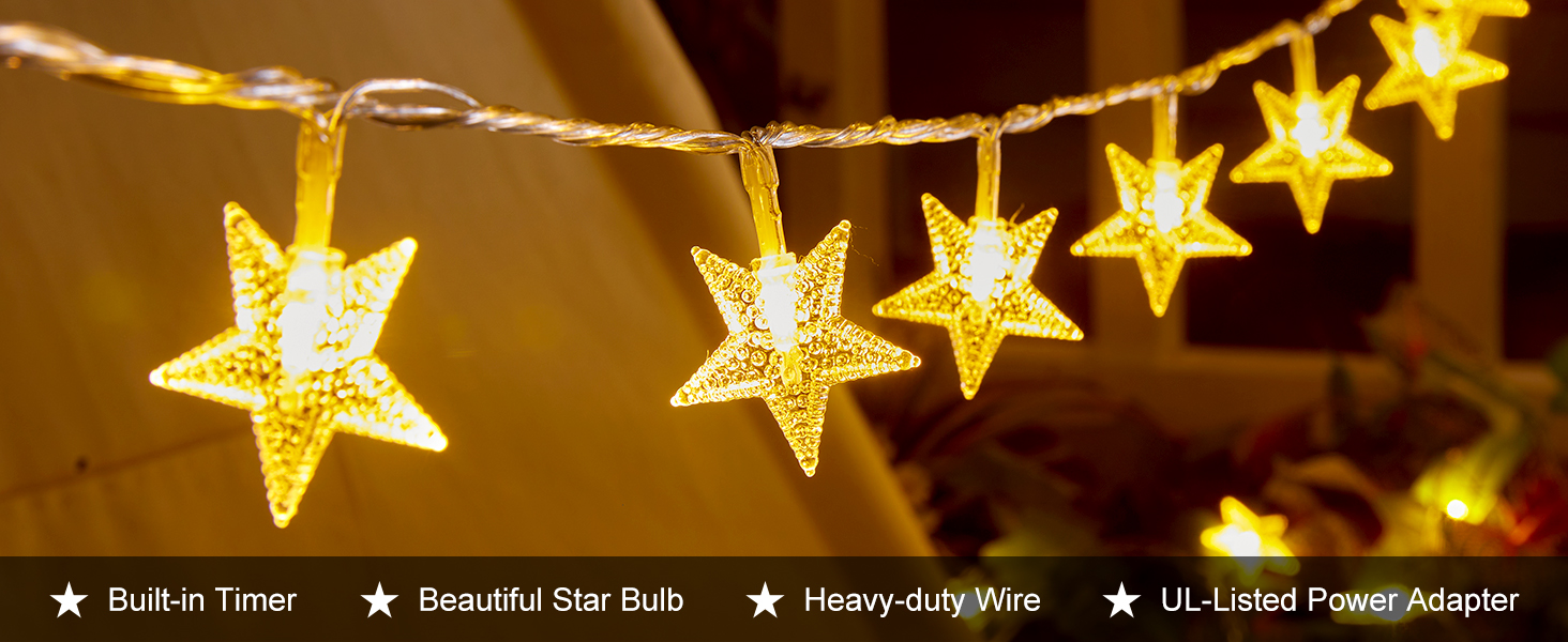 33 ft 100 LED Star Fairy String Lights
