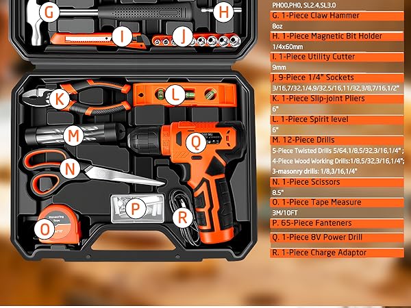 139 PCS Tool Set with 8v Drill