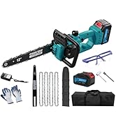 TEEANEES 12" Brushless Electric Chainsaw, 1200W Powerful Cordless Chainsaw with Auto Oiler &amp; Safe...
