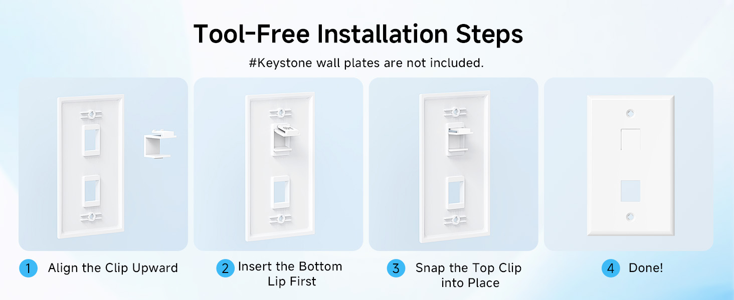 Blank keystone jack inserts for professional wall plate setup