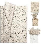 LIAPAWPAW Vintage Kraft Brown Tissue Paper with Music Notes Pattern 60 Sheets 20x14in, Beige &amp; Bl...