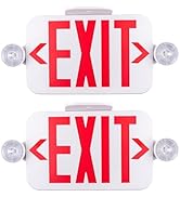 LIT-PaTH LED Combo EXIT Sign with 2 Adjustable Head Lights and Double Face, Back Up Batteries- US...