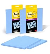 Post-it Super Sticky Big Notes, 8 in. x 8 in., Extra Large Sticky Notes Washed Denim, 2 Pads, 60 ...