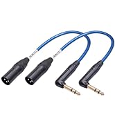 HUALEU Right Angle 1/4" TRS to XLR 3Pin Male Audio Cable,Right Angle 6.35mm TS to XLR Male,6N OFC...