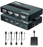 HDMI KVM Switch 4 Computers 1 Monitor, Wired Remote &amp; Button Switching, KVM Switches with UHD 4K@...