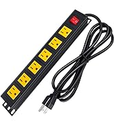 BTU 6 Outlet Power Strip, Metal Mountable Power Strip Surge Protector, Heavy Duty Wall Mount Powe...