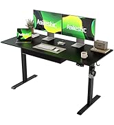 Agilestic Adjustable Height Electric Standing Desk with Storage Wooden Drawer, 55 x 24 Inches Sta...