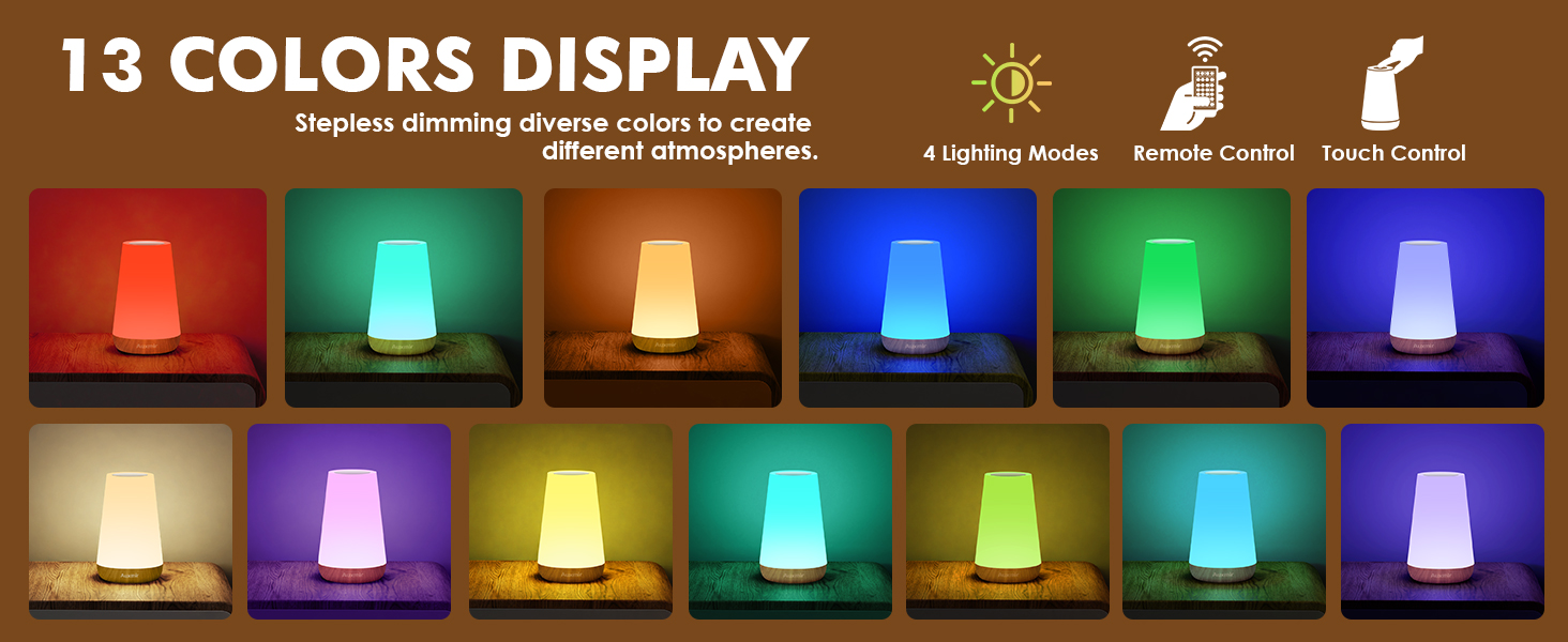 Auxmir LED Night Light Bedside Lamp Touch and Remote Control