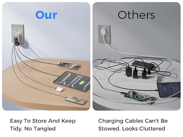 retractable wall charger with dual cables
