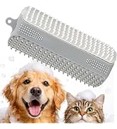 Triangular Wrap-Around Pet Grooming &amp; Bath Brush for Dogs &amp; Cats – 3-in-1 Silicone Dog Bath Brush...