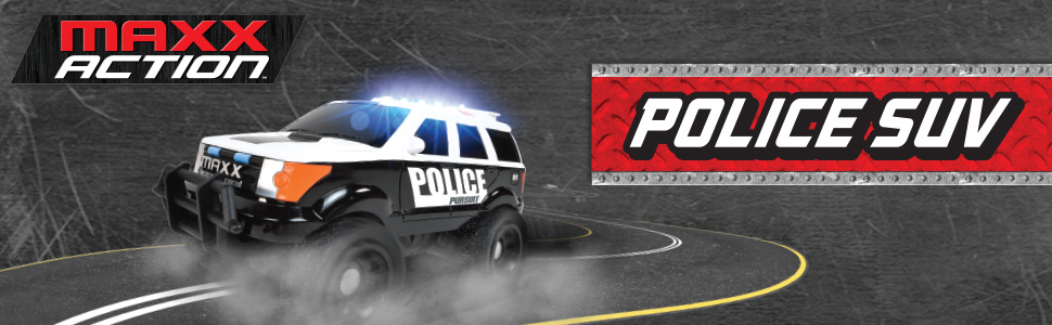 Police Car SUV Lights Sounds Friction Motor Rubber Tires Real Moving Rescue Vehicle