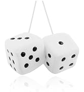 Stylish Fuzzy Dice for Car Hanging Ornament,Funny Plush Dice Rear View Mirror Accessories,Car Acc...