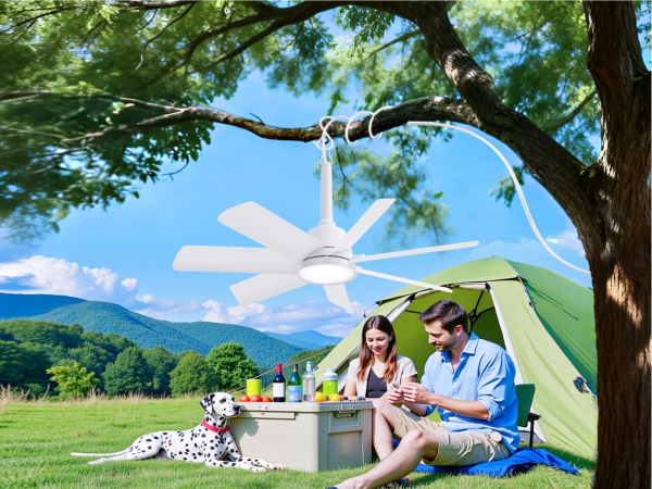 28 inch plug in outdoor ceiling fan with light remote hanging portable fan patio porch camping rv