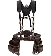OX Tools Oil Tanned Leather Framing Rig with Padded Suspenders Leather Carpenter Tool Belt with S...