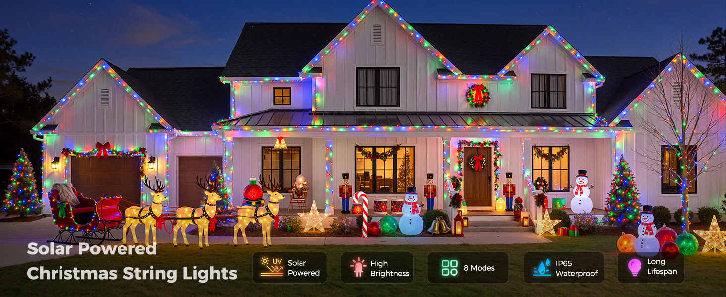 Solar Powered Christmas String Lights
