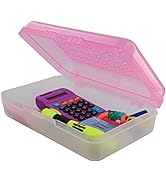 Pencil Box Pink, Plastic Small Dots Pencil Case, School Storage Utility Supplies Box Organizer wi...