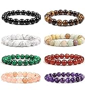 SONNYX 1-8 PCS 10mm Natural Stone Semi-Precious Gemstones Beaded Bracelets for Men Women Healing ...