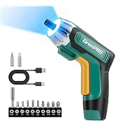 GRENPRO 4V Electric Screwdriver Rechargeable, Cordless Screwdriver 9pcs Bit with 1pc Bit Holder, ...