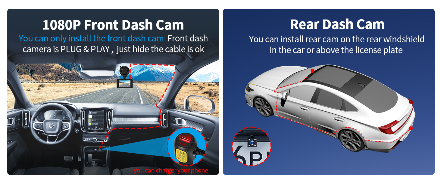 dashcam front and rear camera