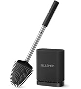 Sellemer Toilet Brush and Holder Set for Bathroom, Flexible Toilet Bowl Brush Head with Silicone ...