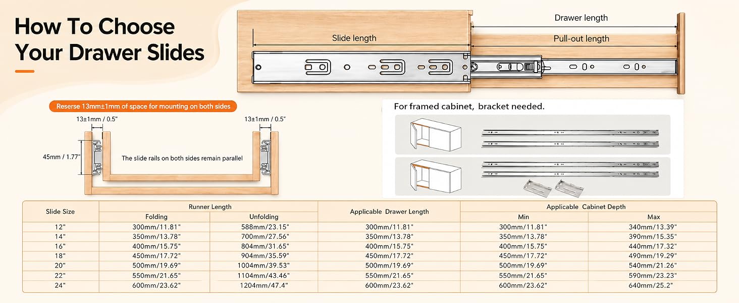 Gobrico SIde Mount Drawer Slides